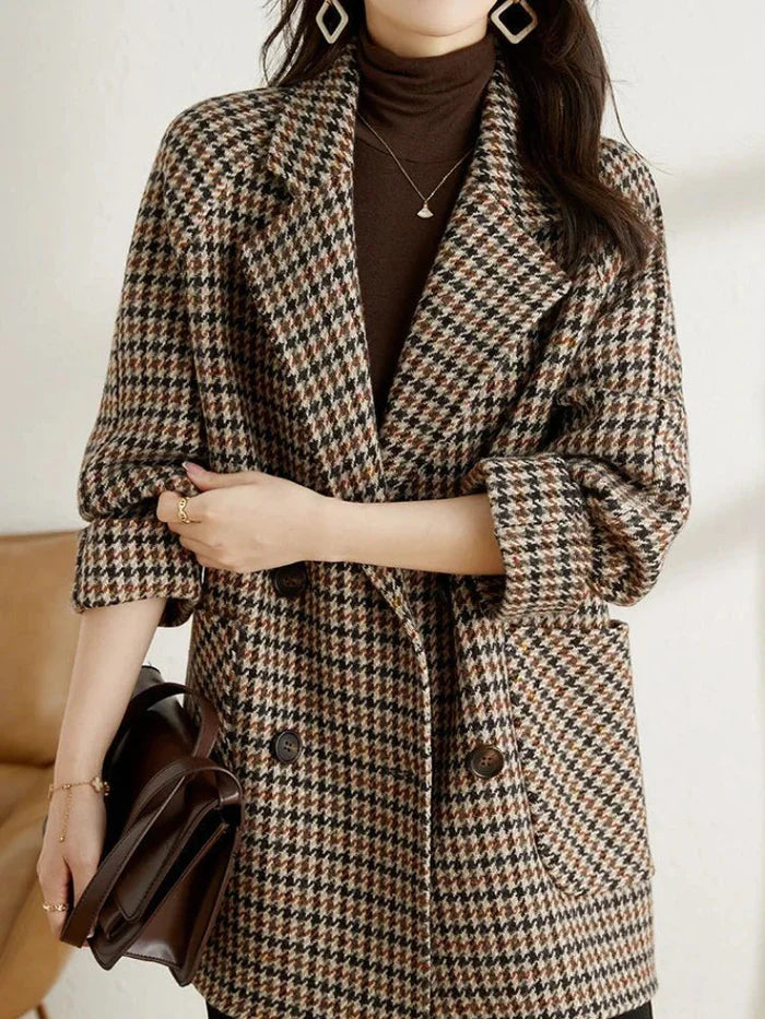 Maya | Women’s Checkered Oversized Buttoned Coat