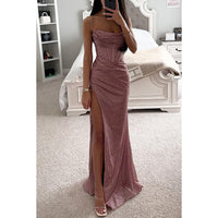Seren | Women's Glitter Evening Maxi Dress With High Slit