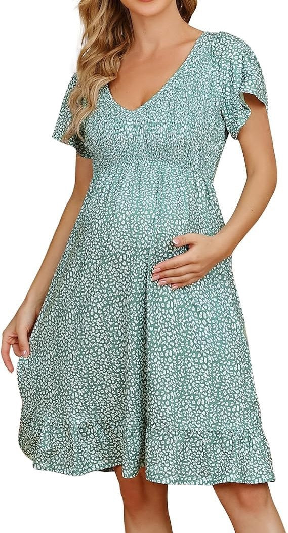 Isla | Women's Summer Flutter Sleeve Maternity Dress