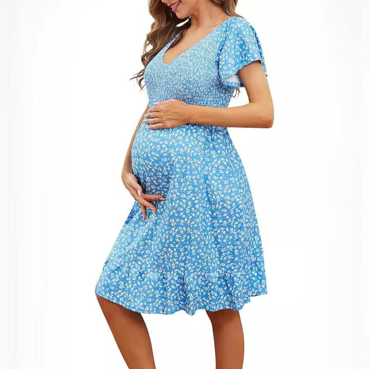 Isla | Women's Summer Flutter Sleeve Maternity Dress