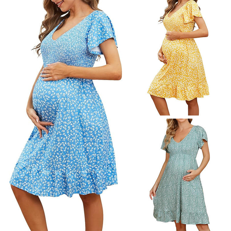 Isla | Women's Summer Flutter Sleeve Maternity Dress