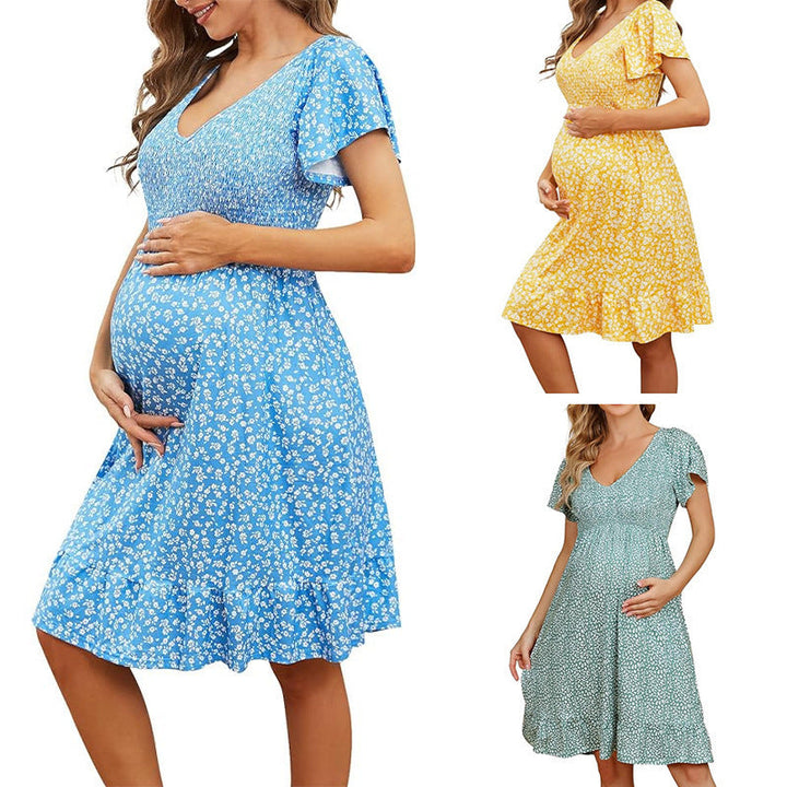 Isla | Women's Summer Flutter Sleeve Maternity Dress