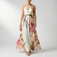 Aurora | Women's Printed Halter Neck Evening Dress