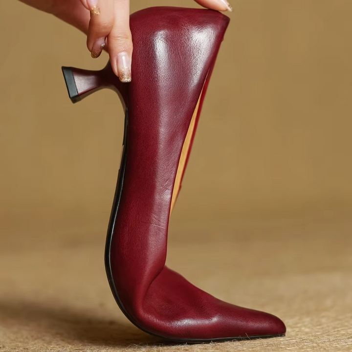 Asta | Women's Elegant Leather Kitten Heels