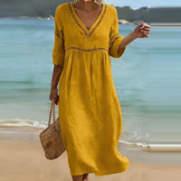 Robin | Women's V-neck Boho Midi Dress