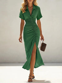Charlie | Women's Elegant Side Split Shirt Dress