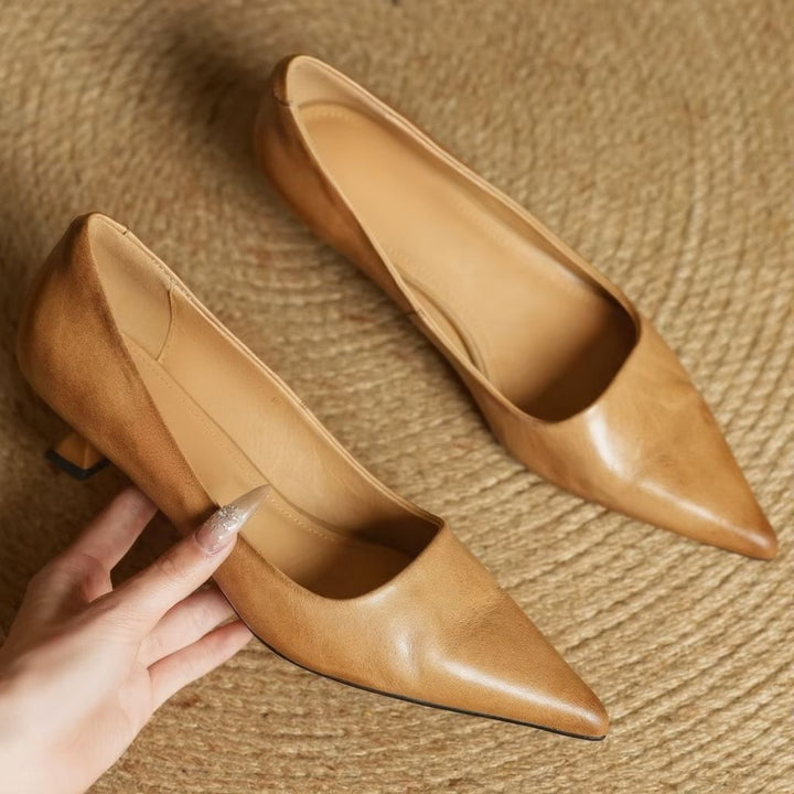 Asta | Women's Elegant Leather Kitten Heels