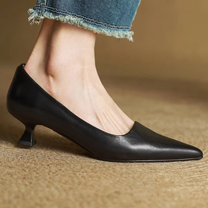 Asta | Women's Elegant Leather Kitten Heels