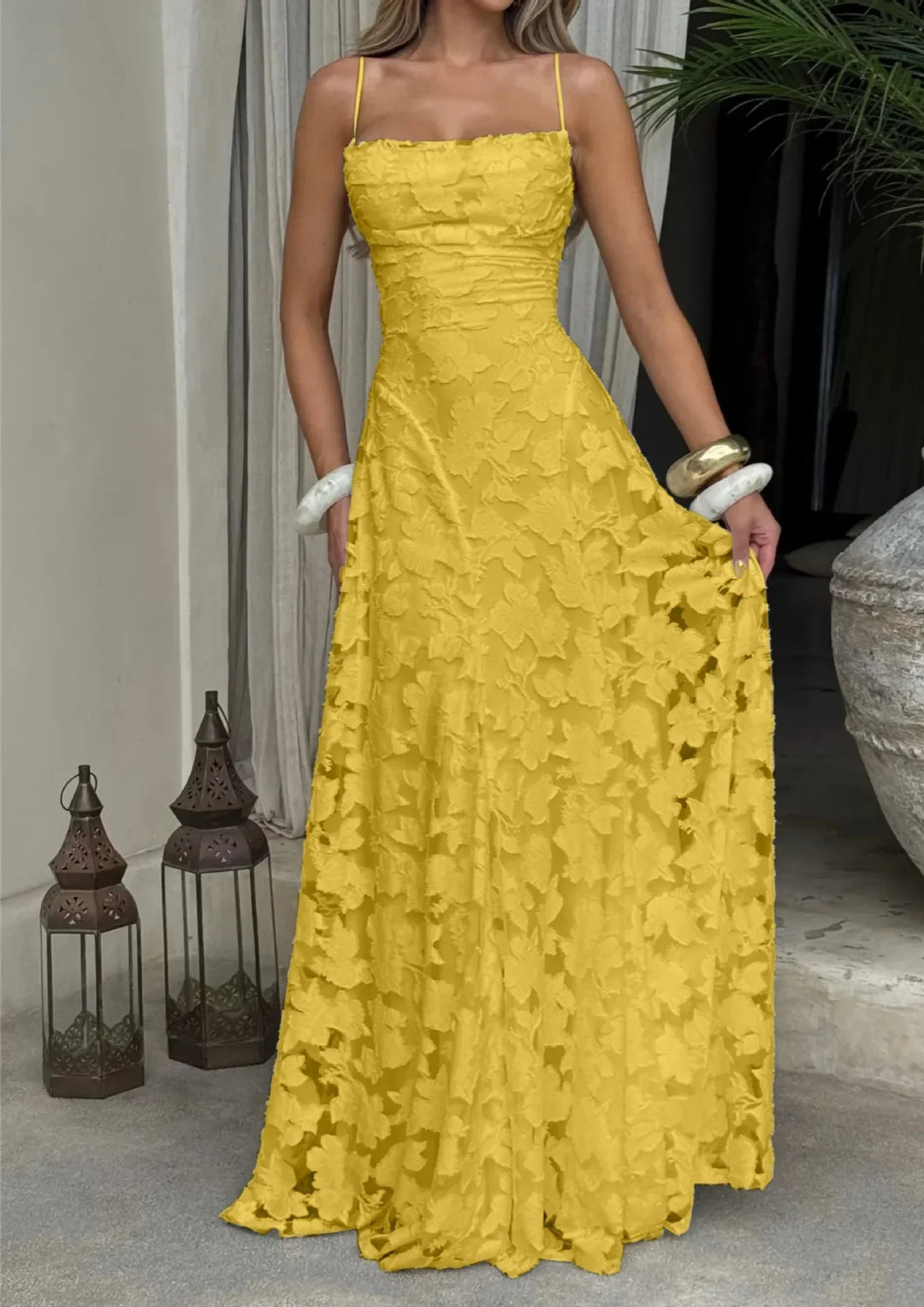 Silja | Women's Embroidered Maxi Evening Dress