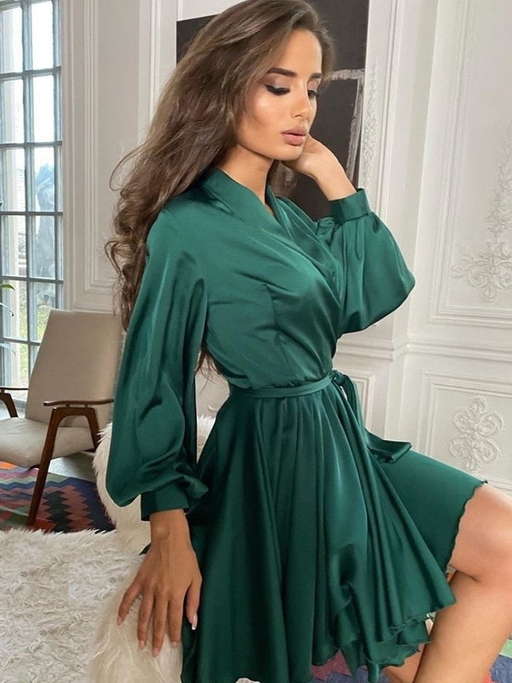 Lorani | Women's Summer Satin Midi Dress
