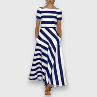 Janelle | Women's Striped Shortsleeve Maxi Dress