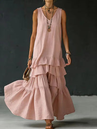 Libby | Women's Sleeveless Ruffle Maxi Dress