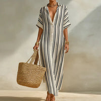Emma | Women's Summer Striped Linen Shirt Dress