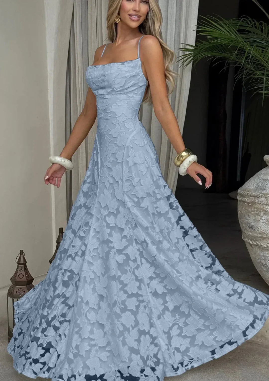 Silja | Women's Embroidered Maxi Evening Dress