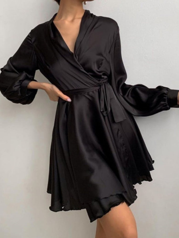 Lorani | Women's Summer Satin Midi Dress