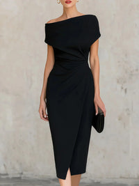 Amelia | Women's One Shoulder Ruched Midi Dress