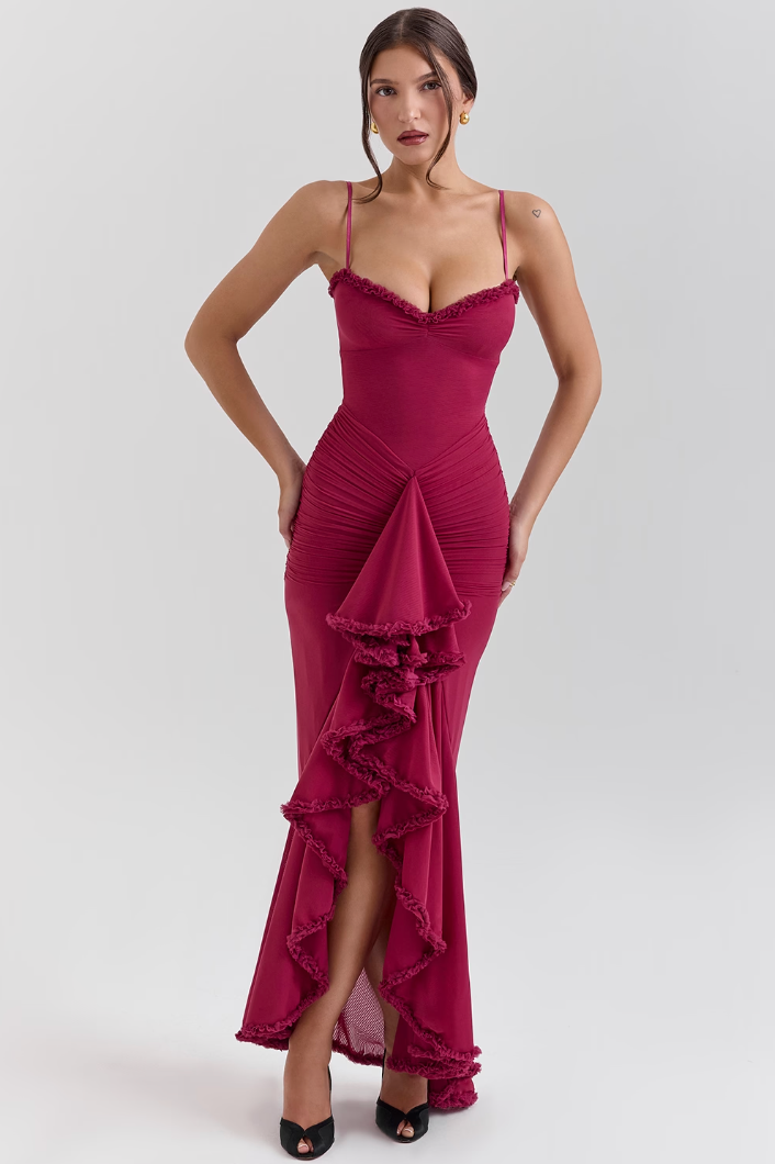 Bena | Women’s Elegant Ruffled Wedding Guest Dress