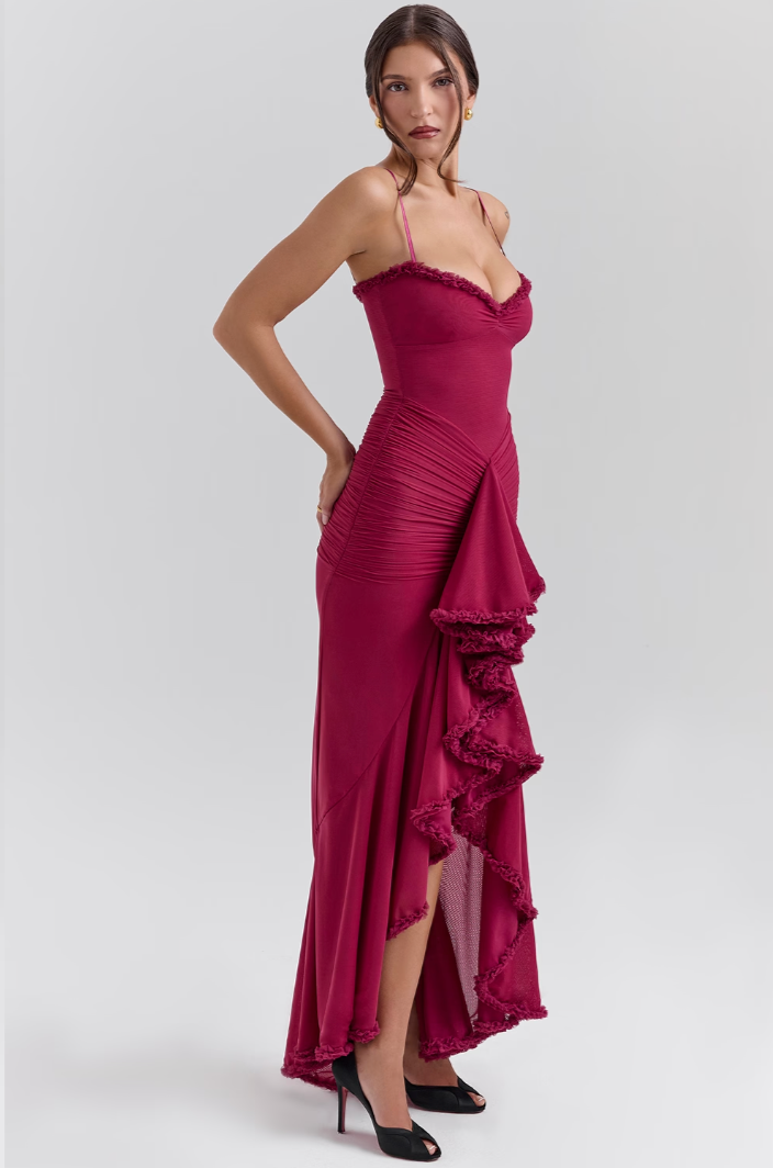 Bena | Women’s Elegant Ruffled Wedding Guest Dress
