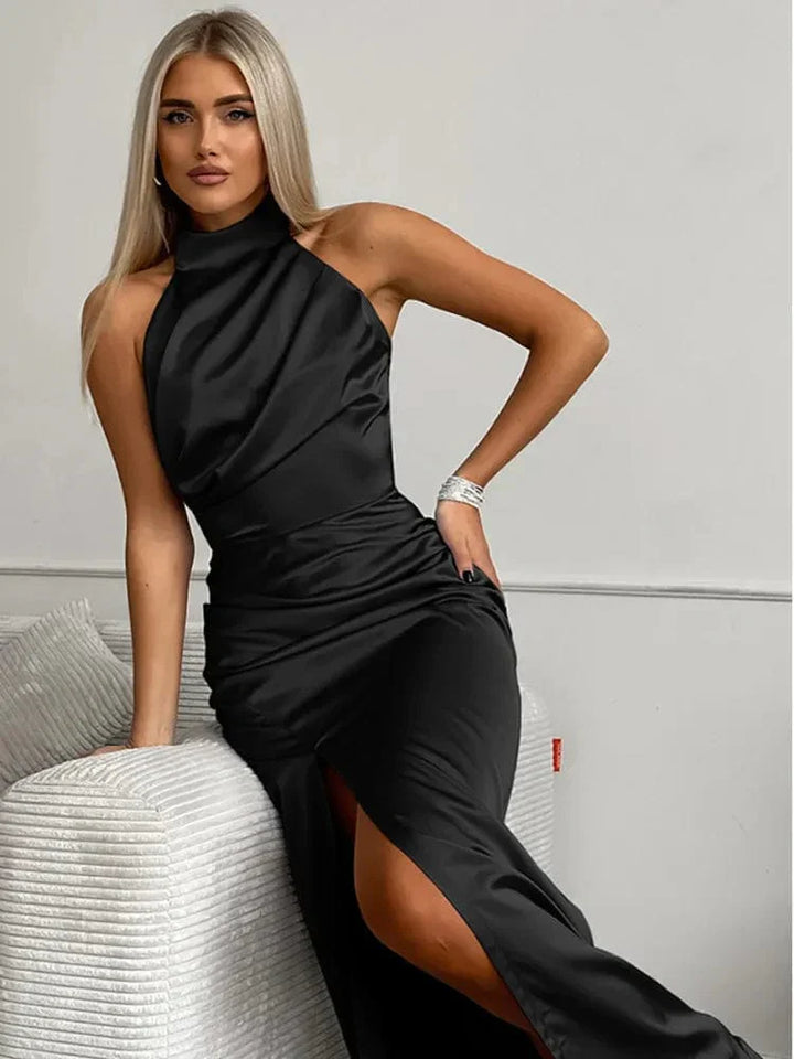 Daniella | Women’s Satin Halter Neck Dress