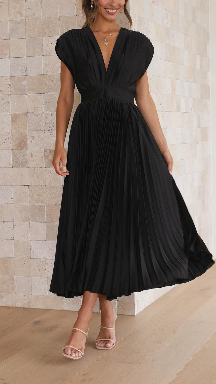 Maria | Women’s Pleated V-Neck Maxi Dress
