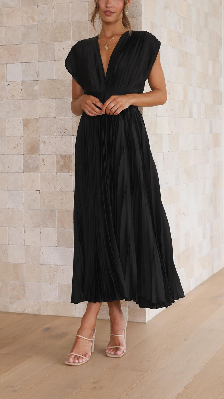Maria | Women’s Pleated V-Neck Maxi Dress
