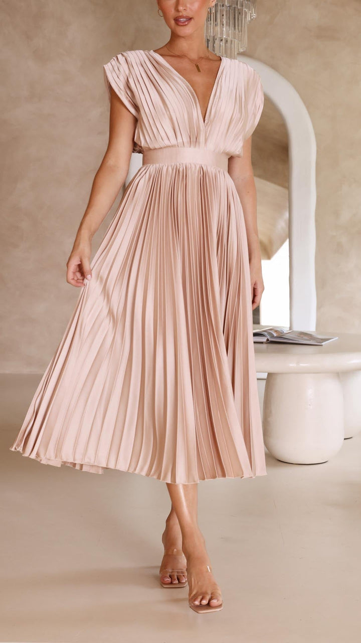Maria | Women’s Pleated V-Neck Maxi Dress