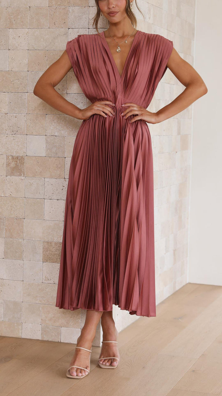 Maria | Women’s Pleated V-Neck Maxi Dress