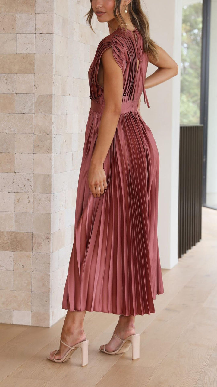 Maria | Women’s Pleated V-Neck Maxi Dress