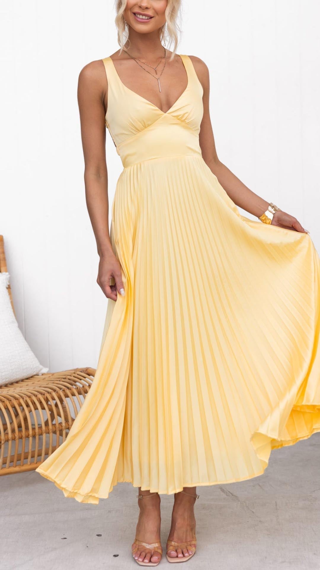 Anne | Women’s Summer Pleated Wedding Guest Dress