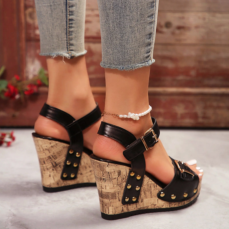 Adelaide | Women's Elegant Rivet Wedge Sandals