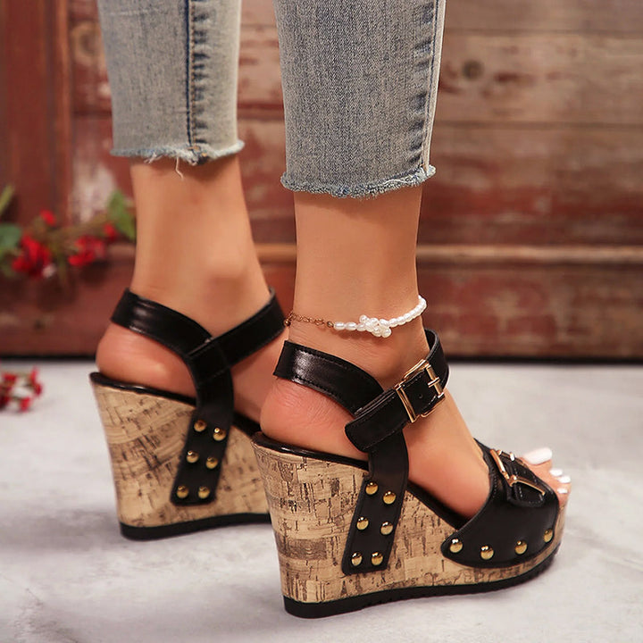 Adelaide | Women's Elegant Rivet Wedge Sandals