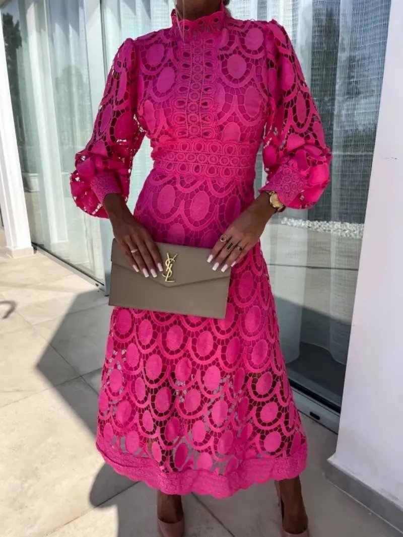 Whitley | Women’s High Neck Lace Maxi Dress