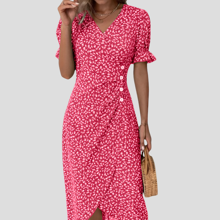 Eleanor | Women’s Summer V-Neck Muslin Midi Dress