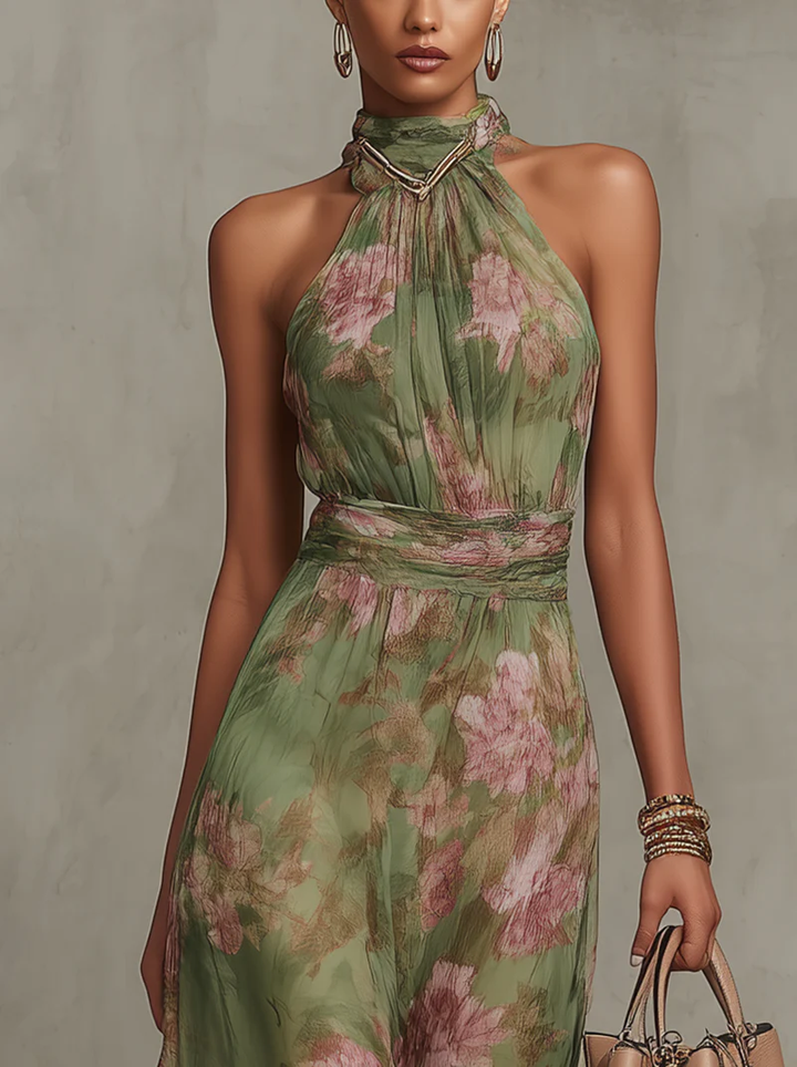 Rabia | Women's Summer Halter Floral Dress