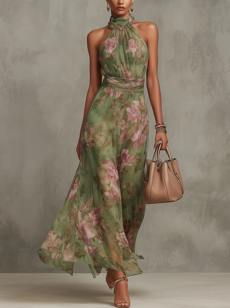 Rabia | Women's Summer Halter Floral Dress