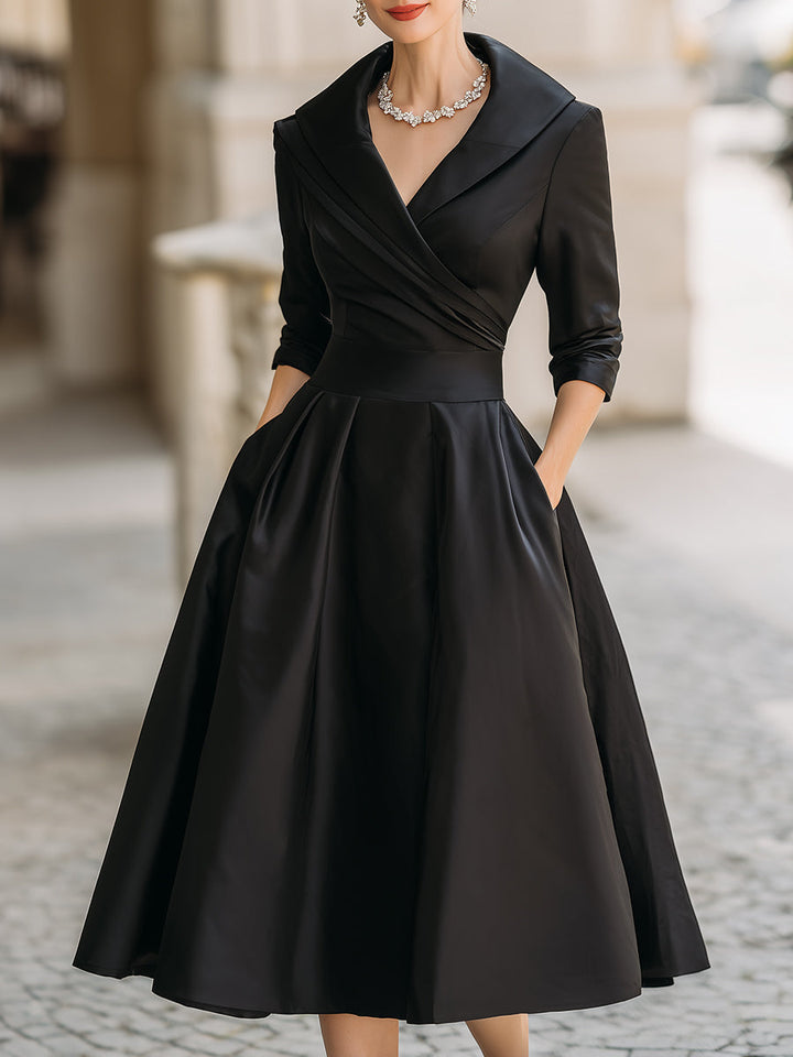 True | Women’s Wrap V-Neck Midi Dress