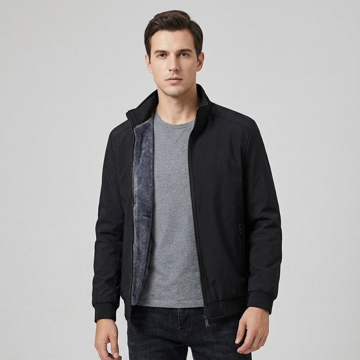 Men's Zip-Up Jacket with Fleece Lining