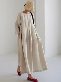 Brooke | Women's Long Sleeve Linen Maxi Dress