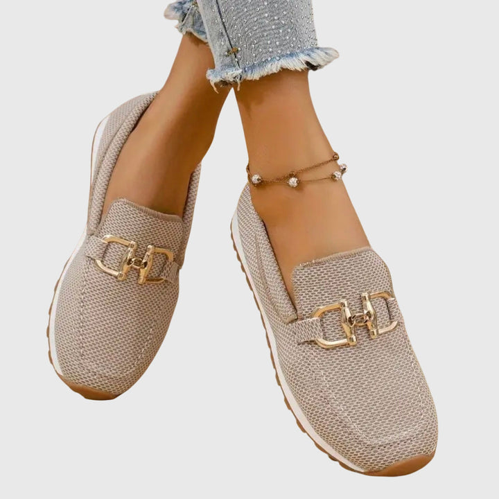 Yasmine | Women’s Metal Detail Textured Loafers
