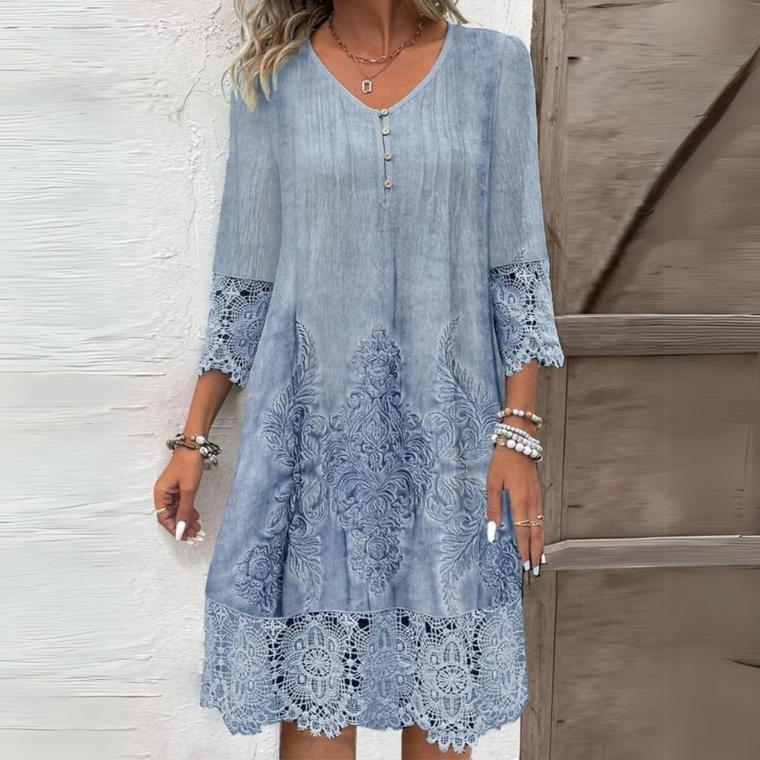 Marley | Women's Elegant Long Sleeve Boho Midi Dress