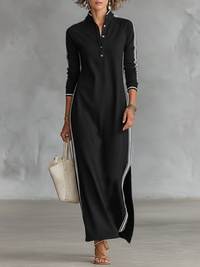 Camila | Women's Collared Sweatshirt Maxi Dress