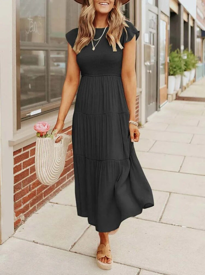 Paisley | Women's Casual Midi Dress with Ruffled Sleeves