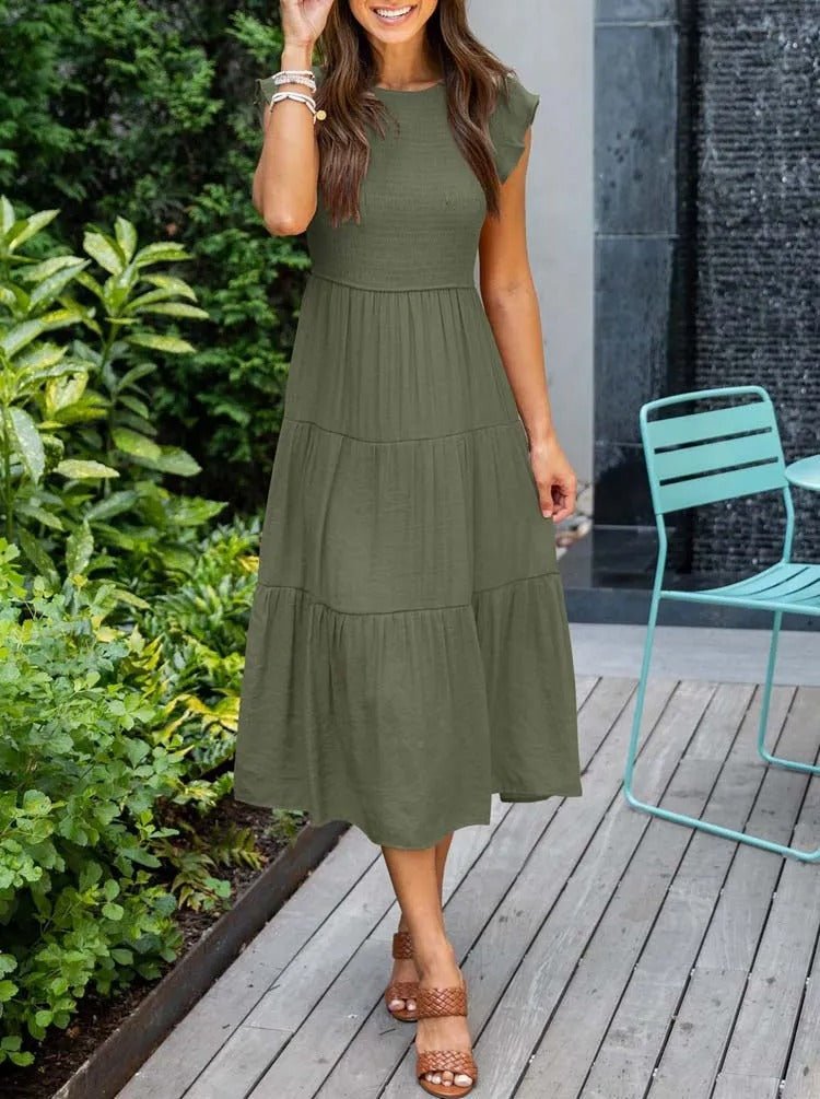 Paisley | Women's Casual Midi Dress with Ruffled Sleeves
