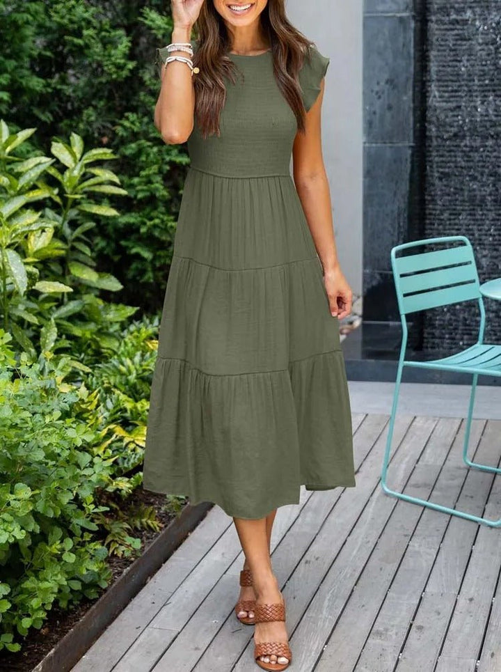 Paisley | Women's Casual Midi Dress with Ruffled Sleeves