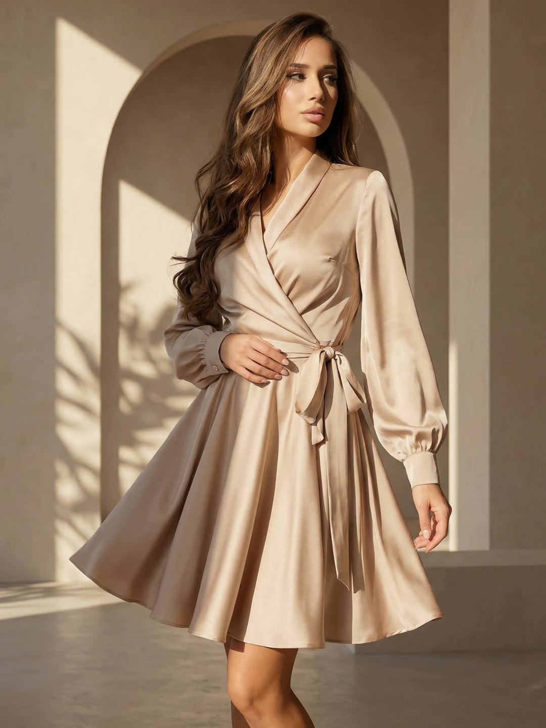 Lorani | Women's Summer Satin Midi Dress