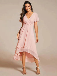 Sina | Women’s V-Neck Chiffon Wedding Guest Midi Dress
