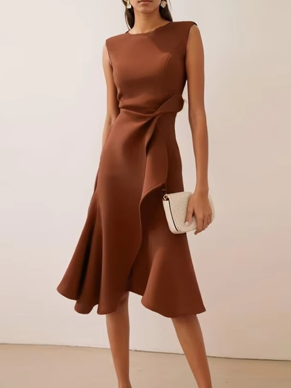 Zoya | Women's Summer Sleeveless Ruffle Midi Dress