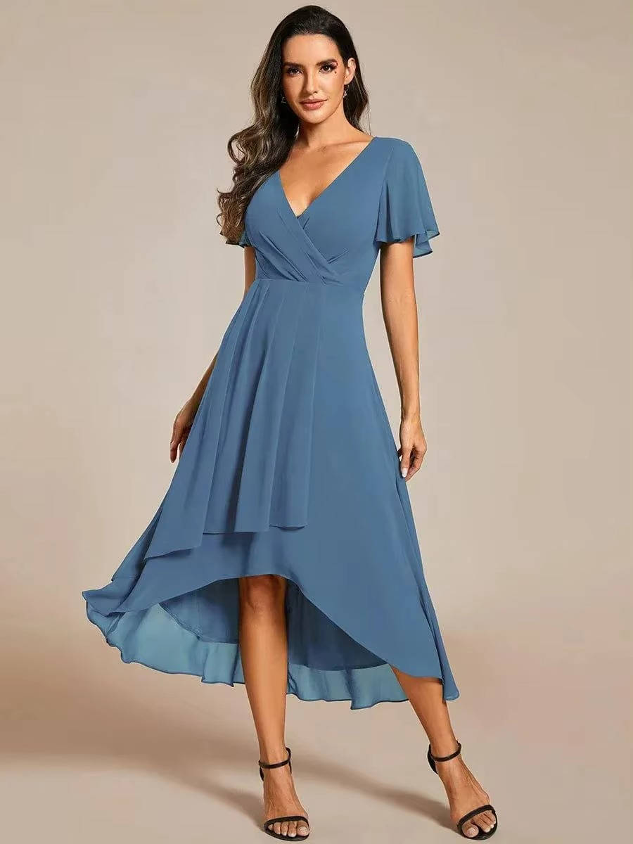 Sina | Women’s V-Neck Chiffon Wedding Guest Midi Dress