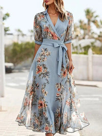 Brooklyn | Women's Elegant Floral Wrapped Midi Dress