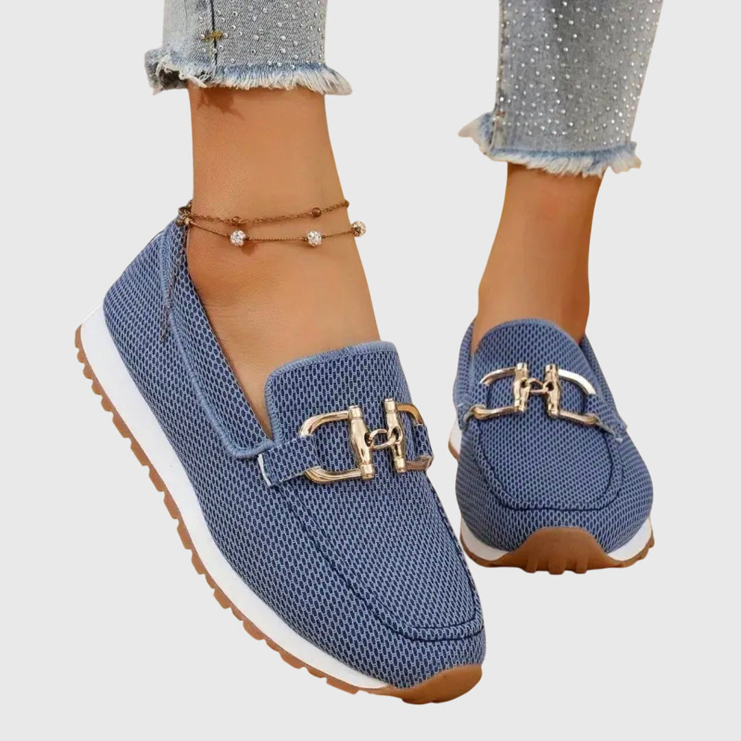 Yasmine | Women’s Metal Detail Textured Loafers